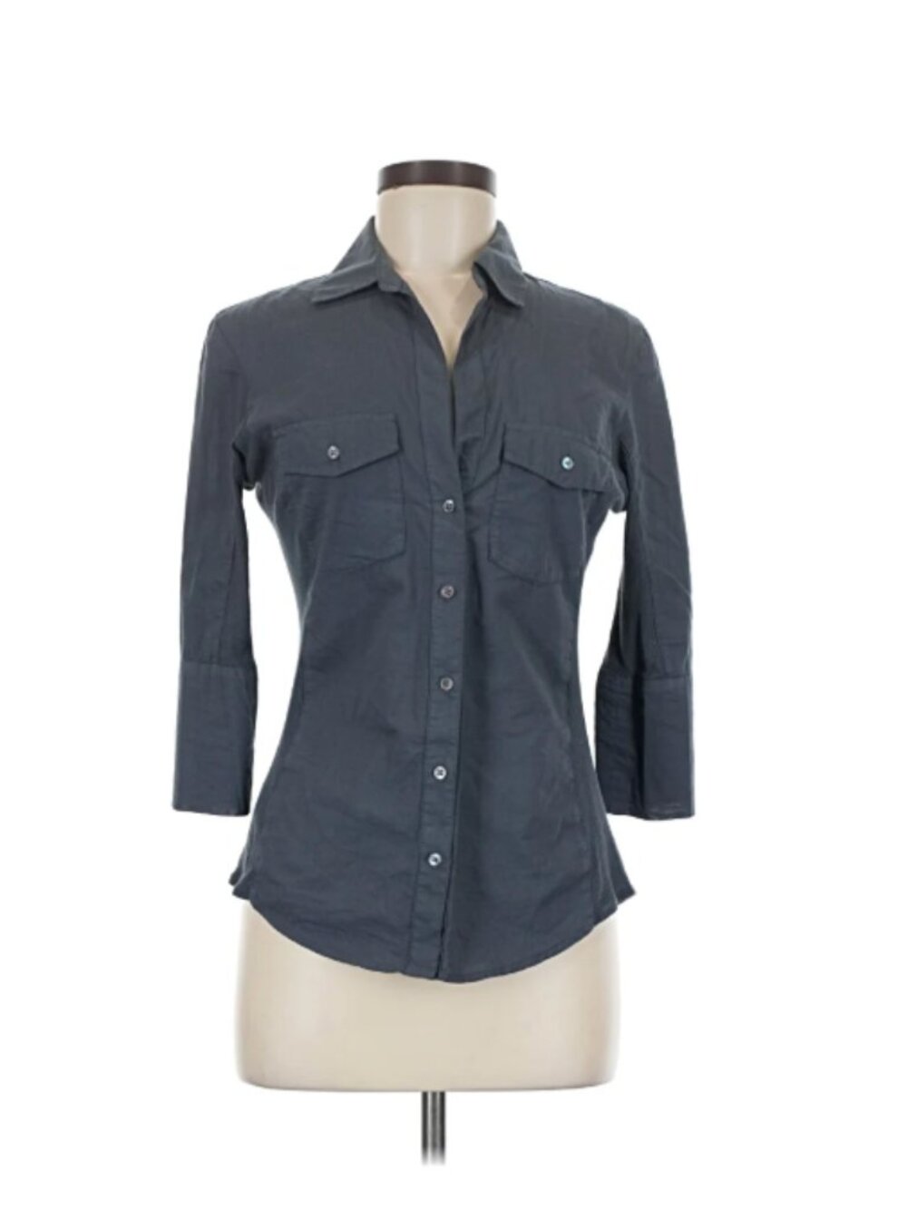 James Perse Sheer Slub Side Panel Shirt Charcoal Size 1